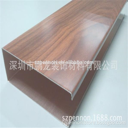 Wood Grain Baffle Suspended Ceiling Metal Square Tubeline Ceiling